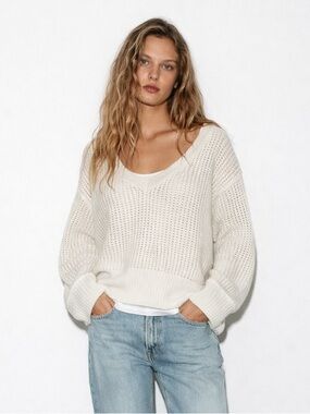 Gap Cotton Open Knit Sweater Large